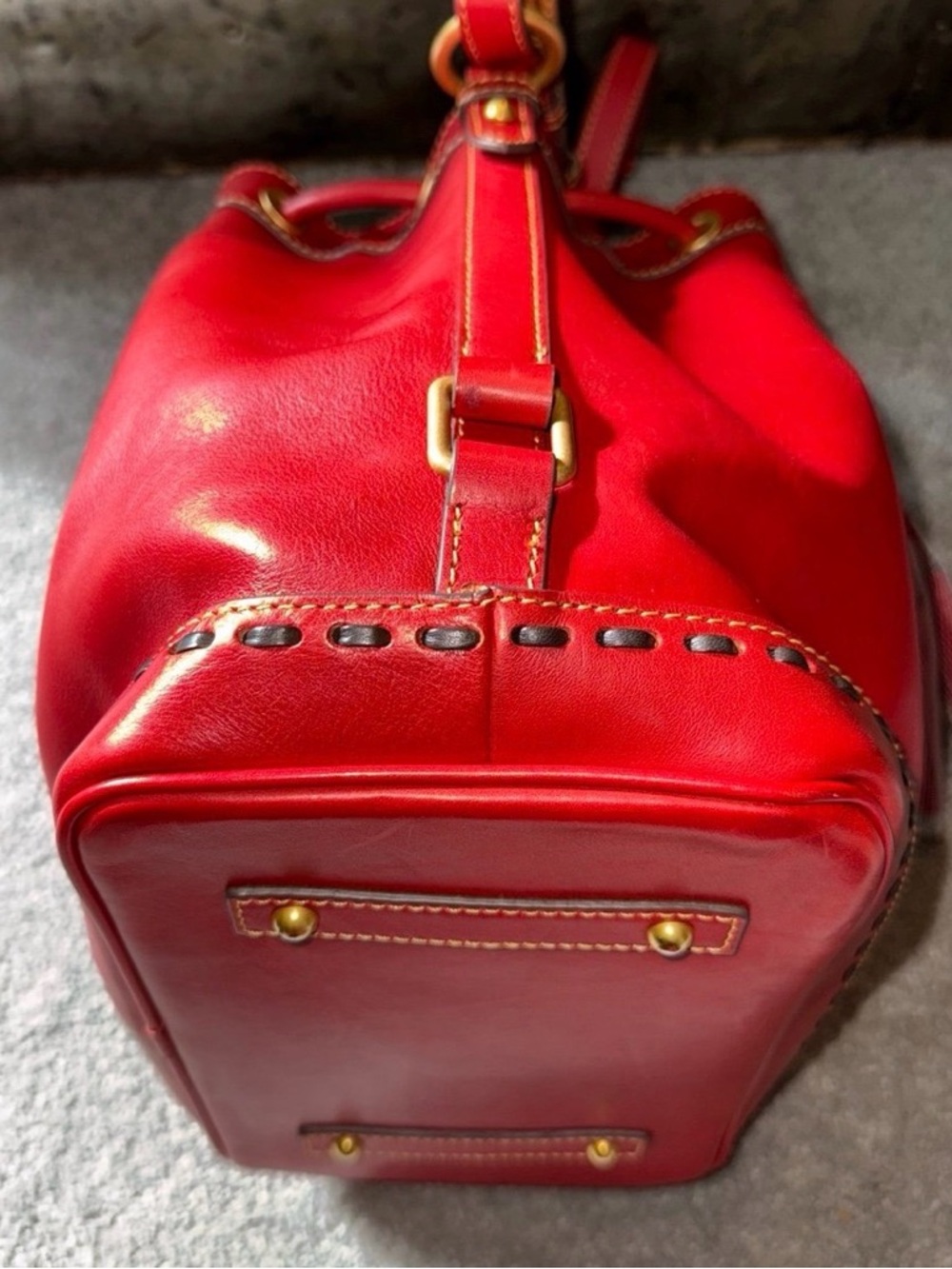 Dooney & Bourke Florentine Drawstring Bag in Red - Picture 6 of 12